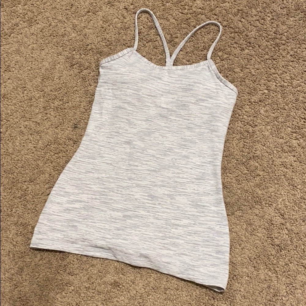 Lululemon Power Y Tank Everlux white / gray stripe